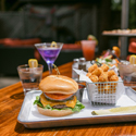 Hamburgers, tator tots and cocktails