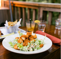 Crispy Chicken on a Caesar Salad